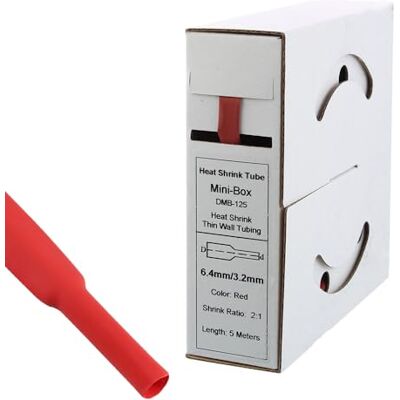 Offgridtec 5 m krympslang med lim 6,4 mm > 3,2 mm krympningshastighet, dubbel vägg, halogenfri, flamhämmande, vattentät kabelisolering, lätt att kapna, inklusive dispenserlåda, röd Offgridtec 5 m krympslang med lim 6,4 mm > 3,2 mm krympningshastighet, dubbel vägg, halogenfri, flamhämmande, vattentät kabelisolering, lätt att kapna, inklusive dispenserlåda, röd