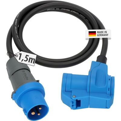 Brennenstuhl Camping CEE-adapterkabel med CEE-kontakt och vinklad koppling inkl. skyddsjordad kombinationsuttag (1,5m kabel i svart, 230V/16A, för användning utomhus, Made in Germany) Brennenstuhl Camping CEE-adapterkabel med CEE-kontakt och vinklad koppling inkl. skyddsjordad kombinationsuttag (1,5m kabel i svart, 230V/16A, för användning utomhus, Made in Germany)