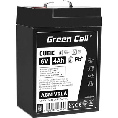 Green Cell AGM 6 V 4 Ah med IP54 batteri fiberbatteri VRLA blybatteri blybatteri ersättningsbatteri batteri försörjningsbatteri cykelsäkert underhållsfritt för elektrisk leksak larm nödström UPS (6 V Green Cell AGM 6 V 4 Ah med IP54 batteri fiberbatteri VRLA blybatteri blybatteri ersättningsbatteri batteri försörjningsbatteri cykelsäkert underhållsfritt för elektrisk leksak larm nödström UPS (6 V