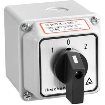 Heschen Universell roterande kamväljare omkopplingsbrytare, SZW26-20/D303.3D, 660V 20A, 3 positioner, 3 fas 12 terminaler, CE, med huvudbrytare exteriör box LW28-20/4 Heschen Universell roterande kamväljare omkopplingsbrytare, SZW26-20/D303.3D, 660V 20A, 3 positioner, 3 fas 12 terminaler, CE, med huvudbrytare exteriör box LW28-20/4