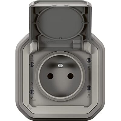 Legrand Plexo standard eluttag, infällt grått, IP55-vattentätt mot damm och vattenstänk, IK08 stöttålighet, komplett produkt redo att installeras Legrand Plexo standard eluttag, infällt grått, IP55-vattentätt mot damm och vattenstänk, IK08 stöttålighet, komplett produkt redo att installeras