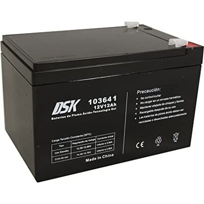 DSK 103641 – förseglat uppladdningsbart AGM-blybatteri 12 V med 12 Ah. Perfekt för bil- och elmotorcyklar för barn, skotrar, UV-system, säkerhets- och kommunikationssystem .. DSK 103641 – förseglat uppladdningsbart AGM-blybatteri 12 V med 12 Ah. Perfekt för bil- och elmotorcyklar för barn, skotrar, UV-system, säkerhets- och kommunikationssystem ..