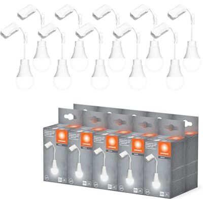 LEDVANCE LED lamp Renovation A75 Terminal Block, 4000 K neutral white, 10 W, 1055 lm, white, direct mounting, for construction sites, relocation, IP20, 13 cm cable,10-Pack LEDVANCE LED lamp Renovation A75 Terminal Block, 4000 K neutral white, 10 W, 1055 lm, white, direct mounting, for construction sites, relocation, IP20, 13 cm cable,10-Pack