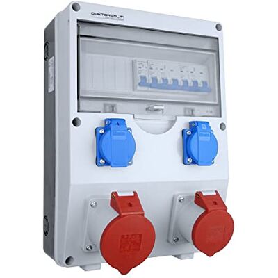 Prizone strömfördelare ECO-S med 2 x 230 V 1 x 16 A, 1 x 32 A, CEE-baluttag, LSS 6 kA, komplett byggströmfördelare, väggfördelare, doktorvolt Prizone strömfördelare ECO-S med 2 x 230 V 1 x 16 A, 1 x 32 A, CEE-baluttag, LSS 6 kA, komplett byggströmfördelare, väggfördelare, doktorvolt