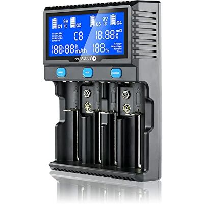 everActive 4 cylindrisk laddare Li-jon och NI-MH professionell snabb och universell LCD-display kapacitetstest modell UC4200 everActive 4 cylindrisk laddare Li-jon och NI-MH professionell snabb och universell LCD-display kapacitetstest modell UC4200