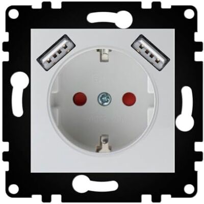 Iluminashop Iluminashop Wlux Schuko typ F-uttag - Dubbla USB, Vit Iluminashop Iluminashop Wlux Schuko typ F-uttag - Dubbla USB, Vit