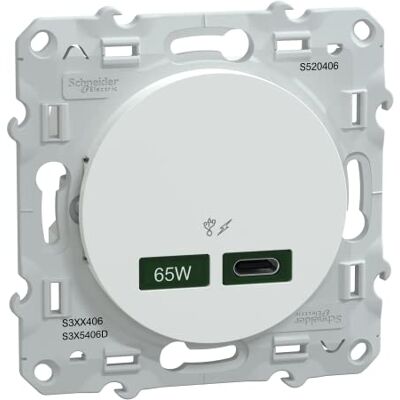 Schneider Electric Odace 65W USB C-laddare stark effekt för laddning app, mobiler vit S520406 Schneider Electric Odace 65W USB C-laddare stark effekt för laddning app, mobiler vit S520406