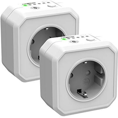 Ansmann Timeruttag, omkopplingsbart energisparuttag med nedräkningstimer för järn, kaffebryggare, tvättmaskin etc. (tidsintervall kan väljas via strömbrytare) – 2 stycken, Aes1 – vit Ansmann Timeruttag, omkopplingsbart energisparuttag med nedräkningstimer för järn, kaffebryggare, tvättmaskin etc. (tidsintervall kan väljas via strömbrytare) – 2 stycken, Aes1 – vit
