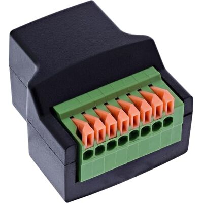 InLine RJ45-uttag till terminalblock adapter, 8-polig, verktygsfri push-in-klämma för enkel laddning, enkel nätverksledning, 92505E InLine RJ45-uttag till terminalblock adapter, 8-polig, verktygsfri push-in-klämma för enkel laddning, enkel nätverksledning, 92505E