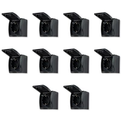 REV AquaForm sparset – 10 x uttag våtrum, IP44, ytmonterad, antracit REV AquaForm sparset – 10 x uttag våtrum, IP44, ytmonterad, antracit