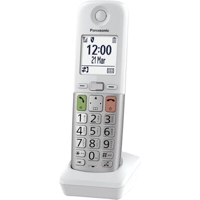Panasonic KX-TGUA40EXW extra handenhet för trådlösa digitala telefoner KX-TGU430/KX-TGU410, LCD-skärm, favoritsamtal, kompatibel med hörapparater, nödvändig huvudenhet, vit och silver Panasonic KX-TGUA40EXW extra handenhet för trådlösa digitala telefoner KX-TGU430/KX-TGU410, LCD-skärm, favoritsamtal, kompatibel med hörapparater, nödvändig huvudenhet, vit och silver