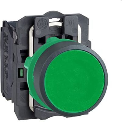Schneider Electric Tryckknapp, Harmony XB5, Komplett, Plast, Återfjädrande, Plant Trycke, Grön, 1Xno, XB5Aa31 Schneider Electric Tryckknapp, Harmony XB5, Komplett, Plast, Återfjädrande, Plant Trycke, Grön, 1Xno, XB5Aa31