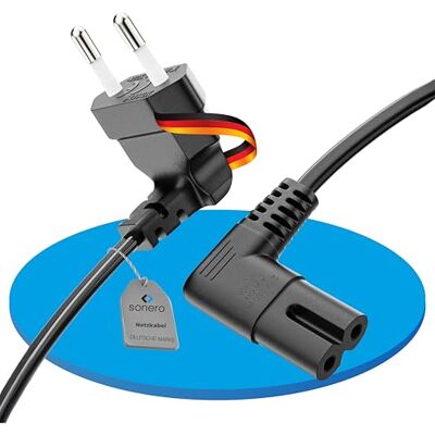Sonero ® Euro-strömkabel, strömkabel för hushållsapparater, 90° Eurokontakt till 90° C7 IEC-kontakt, 3,00 m, svart Sonero ® Euro-strömkabel, strömkabel för hushållsapparater, 90° Eurokontakt till 90° C7 IEC-kontakt, 3,00 m, svart