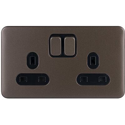 Schneider Electric Schneider Elektrisk Lissse Skruvlös Deco 1G 13A Sw Uttag BSS, 2 Gang 1 Pole, Mocha Bronze/Black Schneider Electric Schneider Elektrisk Lissse Skruvlös Deco 1G 13A Sw Uttag BSS, 2 Gang 1 Pole, Mocha Bronze/Black
