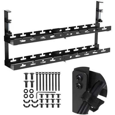 Maclean MC-102 B kabelorganiserare för skrivbord justerbar 2 nivåer, svart med klämfäste 433–728 mm, robust 5 kg grenuttag med kabelkanaler och kardborreband ingår Maclean MC-102 B kabelorganiserare för skrivbord justerbar 2 nivåer, svart med klämfäste 433–728 mm, robust 5 kg grenuttag med kabelkanaler och kardborreband ingår