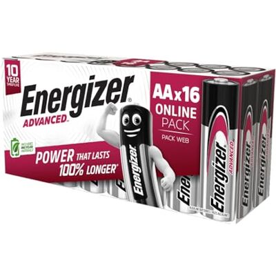 Energizer Avancerade AA-batterier 1,5 V alkaliska 16-pack, långvariga premium dubbla A-batterier Energizer Avancerade AA-batterier 1,5 V alkaliska 16-pack, långvariga premium dubbla A-batterier