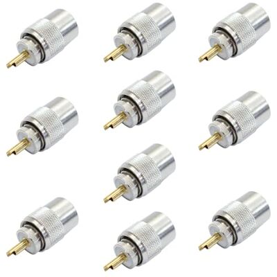 PNI Set med 10 PL259-kontakter för RG58-kabel, gyllene mittstift 9 mm PNI Set med 10 PL259-kontakter för RG58-kabel, gyllene mittstift 9 mm