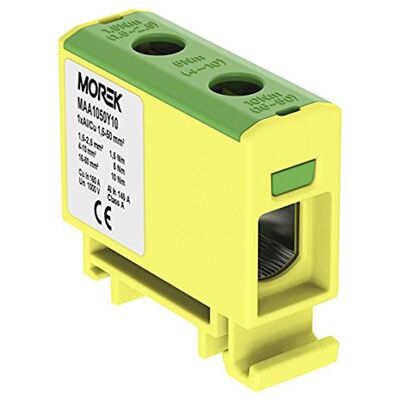 MOREK Distributionsblock f. Al/Cu passar 1,5–50 mm2 gul-grön 1 pol. 1000V AC/DC klämma isolerad OTL 50 MAA1050Y10 3835 MOREK Distributionsblock f. Al/Cu passar 1,5–50 mm2 gul-grön 1 pol. 1000V AC/DC klämma isolerad OTL 50 MAA1050Y10 3835