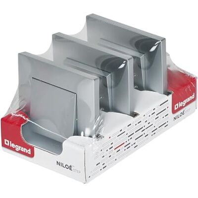 Legrand 398302 3-pack 10AX monobloc-switchar eller switchar för infälld installation Niloé Step sortiment, aluminiumfärg Legrand 398302 3-pack 10AX monobloc-switchar eller switchar för infälld installation Niloé Step sortiment, aluminiumfärg