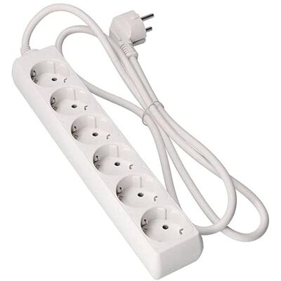 Levitantes Grenuttag 6 uttag vit förlängningssladd utan strömbrytare med 1,0 mm², 1,5 m kabel, tysk vit grenuttag (6 uttag, 1,0 mm² 1,5 m) Levitantes Grenuttag 6 uttag vit förlängningssladd utan strömbrytare med 1,0 mm², 1,5 m kabel, tysk vit grenuttag (6 uttag, 1,0 mm² 1,5 m)
