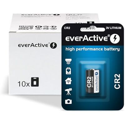 everActive Litium batterier CR2 850 mAh, 3 volt, långvarig effekt 10 år, 10 stycken everActive Litium batterier CR2 850 mAh, 3 volt, långvarig effekt 10 år, 10 stycken