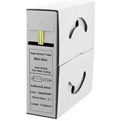 Offgridtec 10 m krympslang 4,8 mm >2,4 mm gul/grön dispenserbox verkstad bil 2:1 Offgridtec 10 m krympslang 4,8 mm >2,4 mm gul/grön dispenserbox verkstad bil 2:1