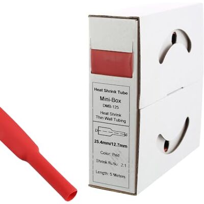 Offgridtec 5 m krympslang med lim 25,4 mm > 12,7 mm krympningshastighet, dubbel vägg, halogenfri, flamhämmande, vattentät kabelisolering, lätt att kapa, inklusive dispenserlåda, röd Offgridtec 5 m krympslang med lim 25,4 mm > 12,7 mm krympningshastighet, dubbel vägg, halogenfri, flamhämmande, vattentät kabelisolering, lätt att kapa, inklusive dispenserlåda, röd