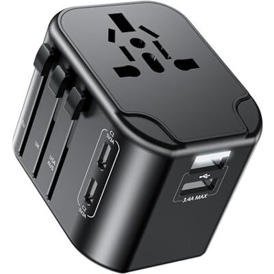 RoRoSkin Universell nätadapter, reseadapter med 2USB-C, 2USB-A och 1A, internationell adapter för Tyskland, USA, Storbritannien, Frankrike, Spanien, Japan, Thailand, Italien, AUS över 200 länder RoRoSkin Universell nätadapter, reseadapter med 2USB-C, 2USB-A och 1A, internationell adapter för Tyskland, USA, Storbritannien, Frankrike, Spanien, Japan, Thailand, Italien, AUS över 200 länder