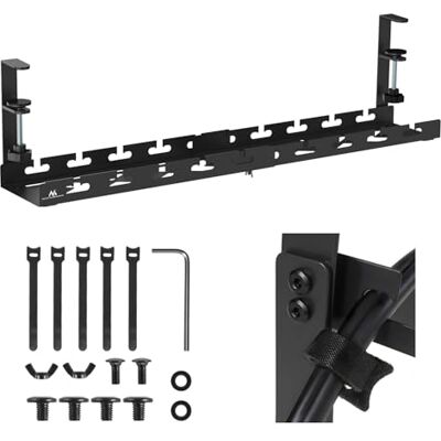 Maclean expanderbar kabelorganiserare MC-103 B för skrivbord 43–72 cm, svart, klämfäste, belastning, 5 kg, grenuttag, robust kabelskydd, stål med monteringssats och kardborreband Maclean expanderbar kabelorganiserare MC-103 B för skrivbord 43–72 cm, svart, klämfäste, belastning, 5 kg, grenuttag, robust kabelskydd, stål med monteringssats och kardborreband