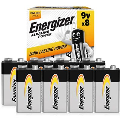 Energizer Alkaline Power Nio Volts batterier – 9 V blockbatteri (8 stycken) – lämplig för rökdetektorer, brand- och brandlarm, elektronik och ljud – 100% återvinningsbar förpackning [exklusivt för Energizer Alkaline Power Nio Volts batterier – 9 V blockbatteri (8 stycken) – lämplig för rökdetektorer, brand- och brandlarm, elektronik och ljud – 100% återvinningsbar förpackning [exklusivt för