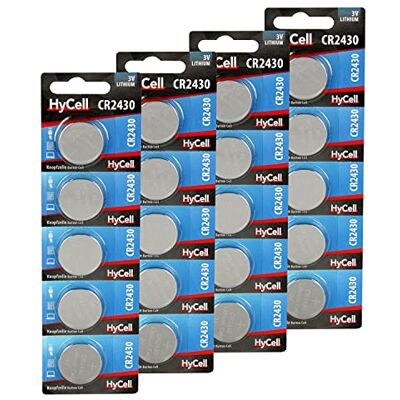 HyCell Knappcell 20-pack litiumbatteri CR2430 3V – förstklassig kvalitet – knappbatteri för dagligt bruk i enheter som fjärrkontroller, bilnycklar, miniräknare, vågar och mycket mer. HyCell Knappcell 20-pack litiumbatteri CR2430 3V – förstklassig kvalitet – knappbatteri för dagligt bruk i enheter som fjärrkontroller, bilnycklar, miniräknare, vågar och mycket mer.
