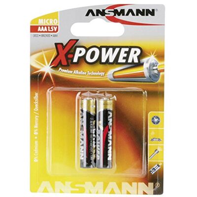 Ansmann X-Power alkaliskt batteri Micro AAA LR03 Longlife alkaliskt batteri för extremt hög strömförbrukning (2-pack) Ansmann X-Power alkaliskt batteri Micro AAA LR03 Longlife alkaliskt batteri för extremt hög strömförbrukning (2-pack)