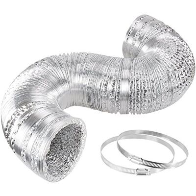 iPower GLDUCT10X25C 25 cm (10 tum) 75 fot icke-isolerad flexluft aluminiumkanaltorkare ventilslang för HVAC-ventilation, 2 klämmor ingår iPower GLDUCT10X25C 25 cm (10 tum) 75 fot icke-isolerad flexluft aluminiumkanaltorkare ventilslang för HVAC-ventilation, 2 klämmor ingår