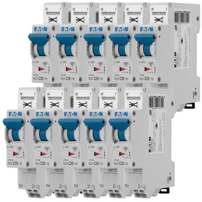 Eaton 109131 PLGC4-C20/1N PH/N MODULÄR DISJONCER Vit BLÅ MANETTE 1P+N / 20 A C-krökning Direktanslutning utan skruvar 10 brytare Eaton 109131 PLGC4-C20/1N PH/N MODULÄR DISJONCER Vit BLÅ MANETTE 1P+N / 20 A C-krökning Direktanslutning utan skruvar 10 brytare