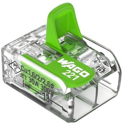 WAGO Green Range klämma 2-ledare I upp till 6 mm² I anslutningsklämma 2 ledare med spakar för alla typer av ledare, pluggbara I 221-622 I 10 stycken WAGO Green Range klämma 2-ledare I upp till 6 mm² I anslutningsklämma 2 ledare med spakar för alla typer av ledare, pluggbara I 221-622 I 10 stycken
