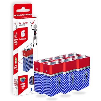 W onder Full Energy 6LR61/9V alkaliska batterier med 6 st batterier W onder Full Energy 6LR61/9V alkaliska batterier med 6 st batterier