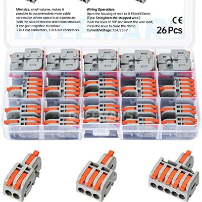 GKEEMARS Set med 26 kompakta kabelkontakter 2, 3 och 5 inlinjekretsar 24-12 AWG GKEEMARS Set med 26 kompakta kabelkontakter 2, 3 och 5 inlinjekretsar 24-12 AWG