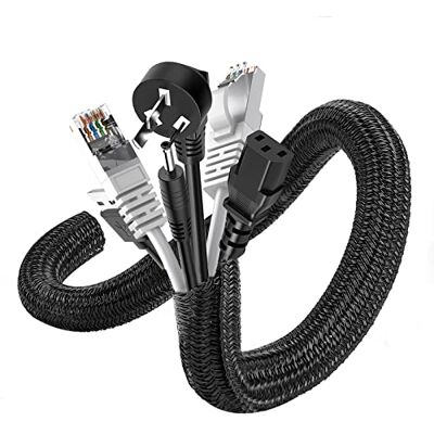 Romon 6 m kabelslang, 13–22 mm, kan skäras till, kabelkanal självstängande, flexibel vävd kabelrock, spiralslang för TV PC hemmabio, bilkabel, kabelhantering bettsäker för hundar – svart Romon 6 m kabelslang, 13–22 mm, kan skäras till, kabelkanal självstängande, flexibel vävd kabelrock, spiralslang för TV PC hemmabio, bilkabel, kabelhantering bettsäker för hundar – svart
