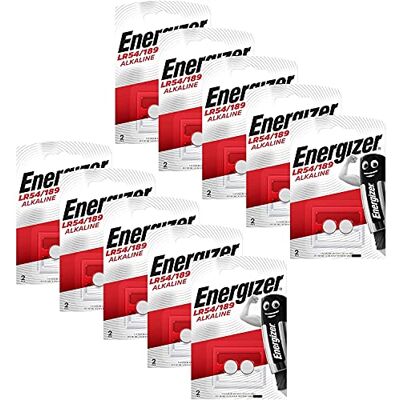 Energizer Alkaliskt batteri knapp LR54/189 komplett låda 10 blister med 2 (totalt 20 batterier) Energizer Alkaliskt batteri knapp LR54/189 komplett låda 10 blister med 2 (totalt 20 batterier)