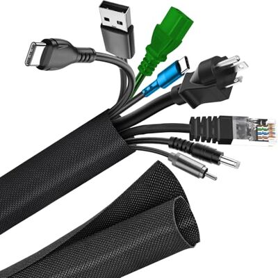 AiQInu Elektrisk kabelmantel 25mm-3 m svart, samla kablar självstängande kabelskydd för hemmakontor, skydda katthund från tuggrep AiQInu Elektrisk kabelmantel 25mm-3 m svart, samla kablar självstängande kabelskydd för hemmakontor, skydda katthund från tuggrep
