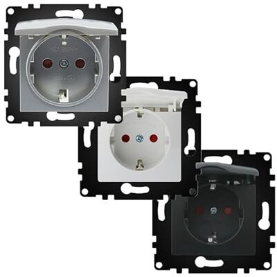 Levitantes Plugg fransk schuko-kontakt i ljusa vita, mattsvarta och gråa, mått 68 x 68 x 45 mm, perfekt för elektriska installationer.* Levitantes Plugg fransk schuko-kontakt i ljusa vita, mattsvarta och gråa, mått 68 x 68 x 45 mm, perfekt för elektriska installationer.*