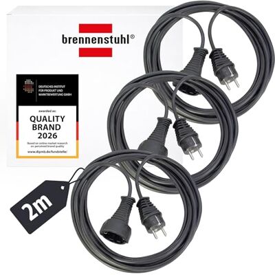 Brennenstuhl 3-pack förlängningskabel i plast (förlängningskabel för inomhusbruk, 2m kabel, med Euro-kontakt och koppling) svart Brennenstuhl 3-pack förlängningskabel i plast (förlängningskabel för inomhusbruk, 2m kabel, med Euro-kontakt och koppling) svart