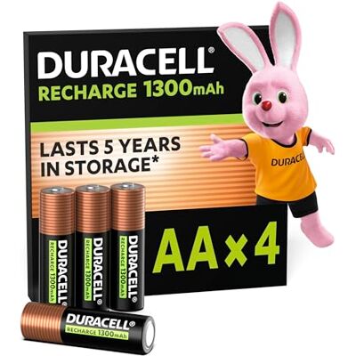 Duracell AA Uppladdningsbara Batterier, 4 Pack, 1.2V, 1300 mAh NiMH 2 000 cykler – förladdade – energi som håller länge – hållbar, plastfri och 100 % återvinningsbar förpackning Duracell AA Uppladdningsbara Batterier, 4 Pack, 1.2V, 1300 mAh NiMH 2 000 cykler – förladdade – energi som håller länge – hållbar, plastfri och 100 % återvinningsbar förpackning