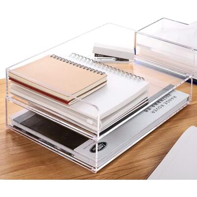 HeZone Papier-Organizer-Tablett, transparent akryl Schreibtisch-Organizer und Zubehör, Bürobedarf, stapelbarer Aktenhalter, Kunstaufbewahrung für Schule, Klassenzimmer, Briefablage, 2 Stück/2 Etagen HeZone Papier-Organizer-Tablett, transparent akryl Schreibtisch-Organizer und Zubehör, Bürobedarf, stapelbarer Aktenhalter, Kunstaufbewahrung für Schule, Klassenzimmer, Briefablage, 2 Stück/2 Etagen