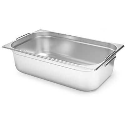 HENDI Gastronormbehållare med handtag, lämplig för chafing dish, bain-marie, ugnar, frysar, temperaturbeständig från -40° till 300 °C, 14 L, GN1/1, 530 x 325 x (H) 100 mm, rostfritt stål HENDI Gastronormbehållare med handtag, lämplig för chafing dish, bain-marie, ugnar, frysar, temperaturbeständig från -40° till 300 °C, 14 L, GN1/1, 530 x 325 x (H) 100 mm, rostfritt stål