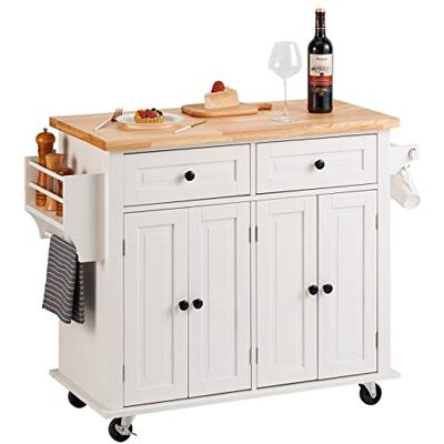 VEVOR Köksvagn 1 100 x 450 x 825 mm, 136 kg lastkapacitet köksö, köksskåp, rullvagn kök vagn med handdukshållare och 2 lådor, mikrovågsugn, köksvagn, massivt trä VEVOR Köksvagn 1 100 x 450 x 825 mm, 136 kg lastkapacitet köksö, köksskåp, rullvagn kök vagn med handdukshållare och 2 lådor, mikrovågsugn, köksvagn, massivt trä