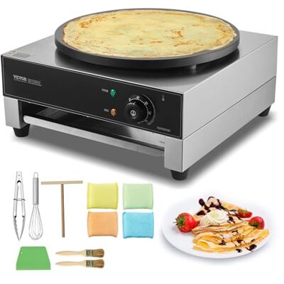 VEVOR Elektrisk pannkaksmaskin 40 cm, kommersiell pannkaksmaskin, non-stick pannkaksmaskin, platt pannkaksvärmeplatta, 1 700 W, rostfritt stål, med temperaturkontroll, restaurang VEVOR Elektrisk pannkaksmaskin 40 cm, kommersiell pannkaksmaskin, non-stick pannkaksmaskin, platt pannkaksvärmeplatta, 1 700 W, rostfritt stål, med temperaturkontroll, restaurang
