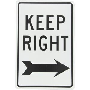 NMC TM27G KEEP RIGHT skylt – 30 cm. 18 tum Standard aluminium trafik säkerhetsskylt med svart pilgrafik, text på vit bas