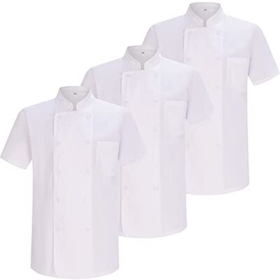 MISEMIYA Pack 3 enheter Kock Herrjacka Kock Herrjacka Hosteleria Uniform 3-8421B, Vit, XL MISEMIYA Pack 3 enheter Kock Herrjacka Kock Herrjacka Hosteleria Uniform 3-8421B, Vit, XL