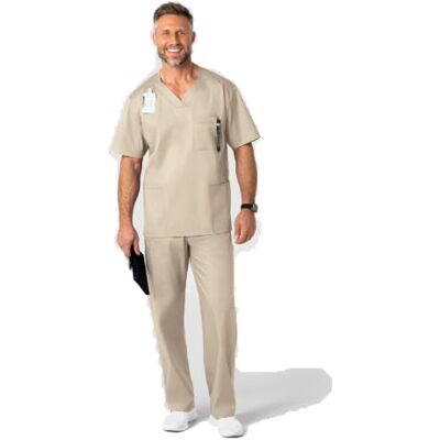 WonderWink Men's V-Neck Top, Khaki, X-Large WonderWink Men's V-Neck Top, Khaki, X-Large